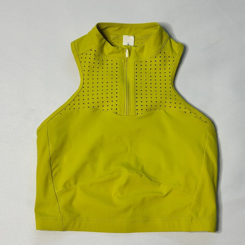 Lululemon Unleash Strength Bra 4 Racerback Yellow Serpentine Zip Front